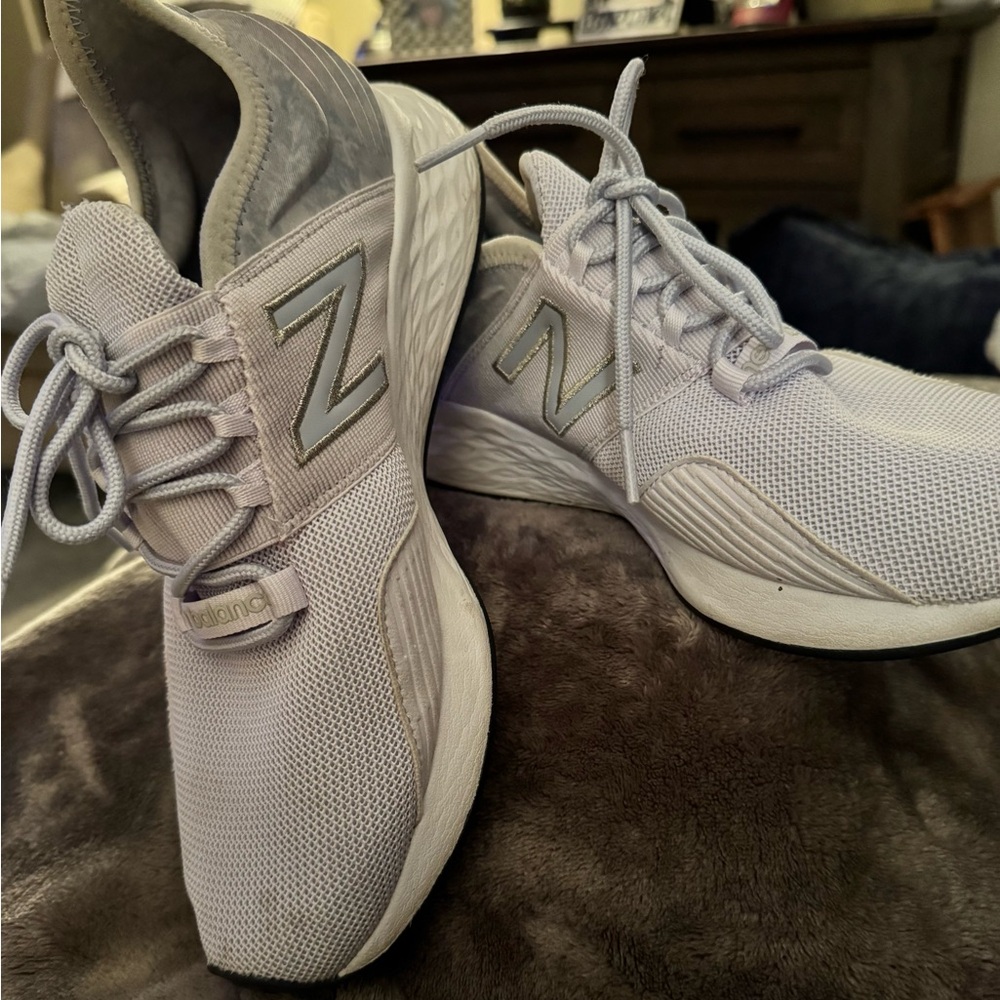 New Balance Women's Silver and White Athletic Shoes